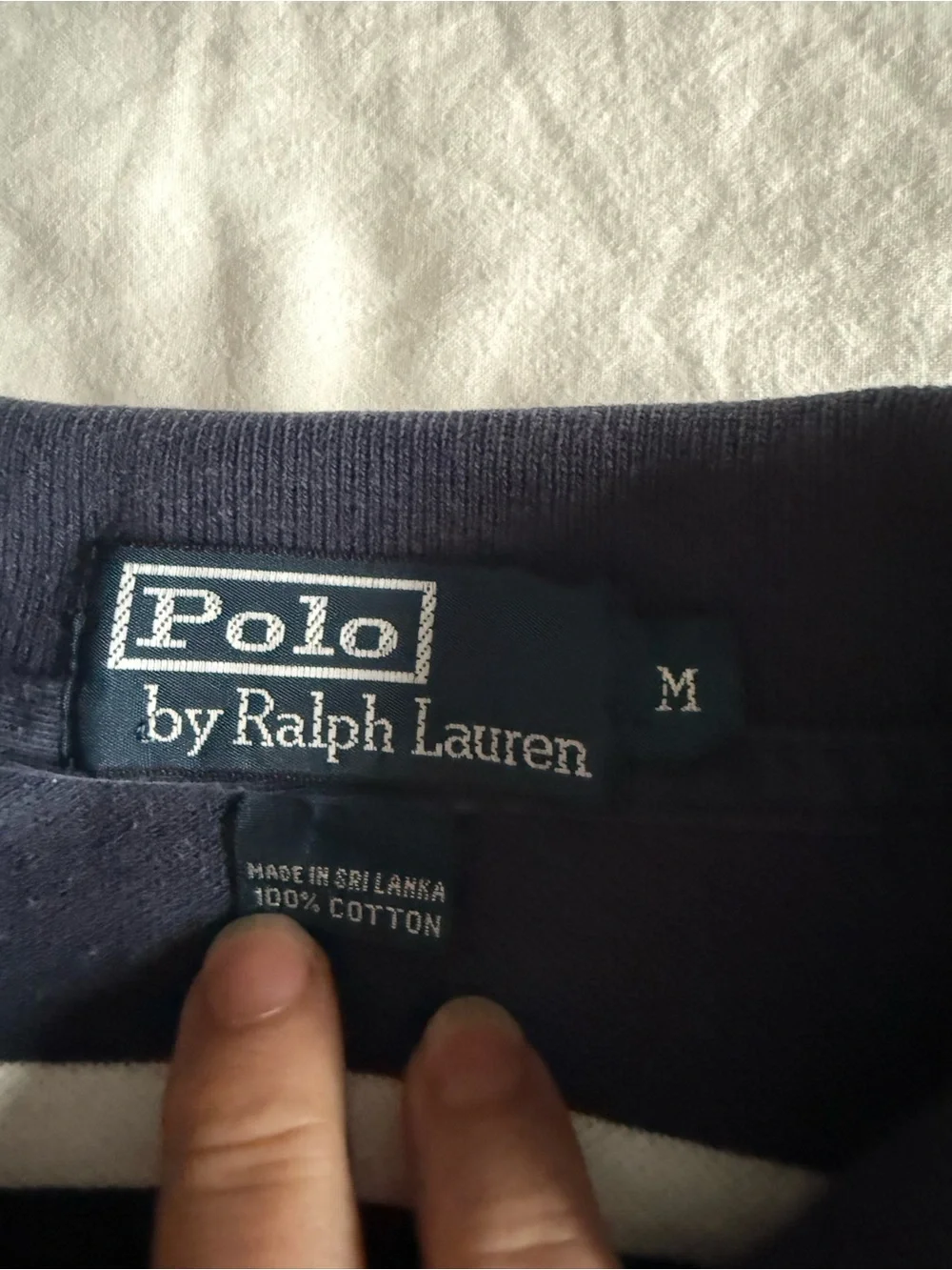 Polo Ralph Lauren Striped Polo Shirt M Navy White Cotton Red Pony
